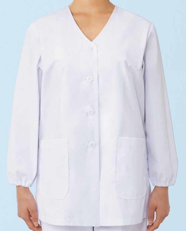 女性用衿無し調理衣(長袖) FA330 S〜5L ホワイト SUNPEXIST サンペックスイスト FOOD SERVICE フードサービス