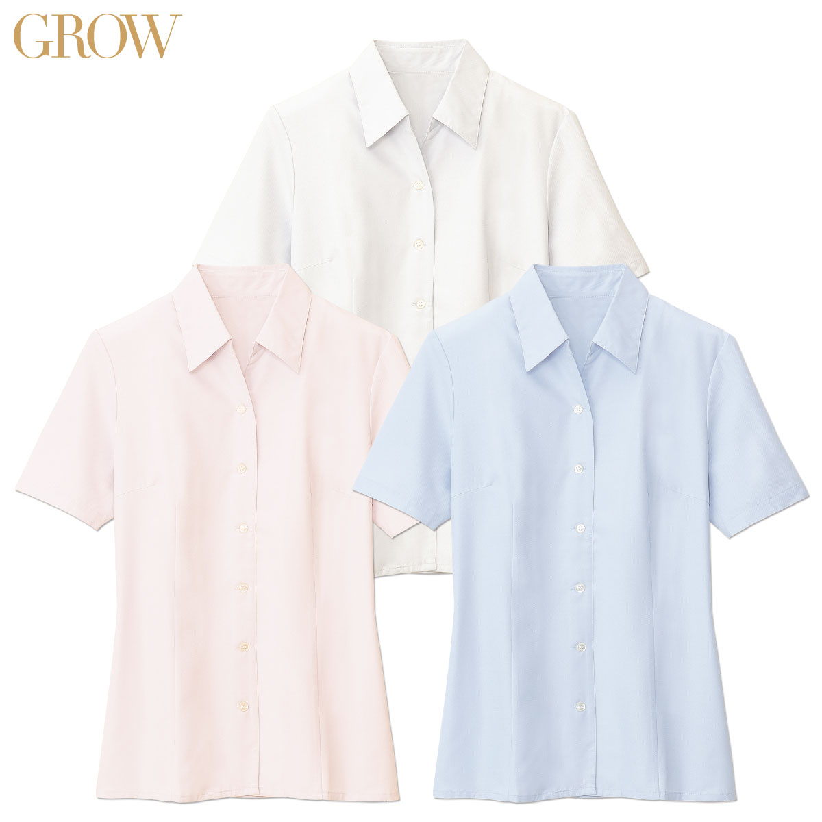 半袖ブラウス GBSL-1251 5号~21号 女性用 GROW グロウ 3色展開