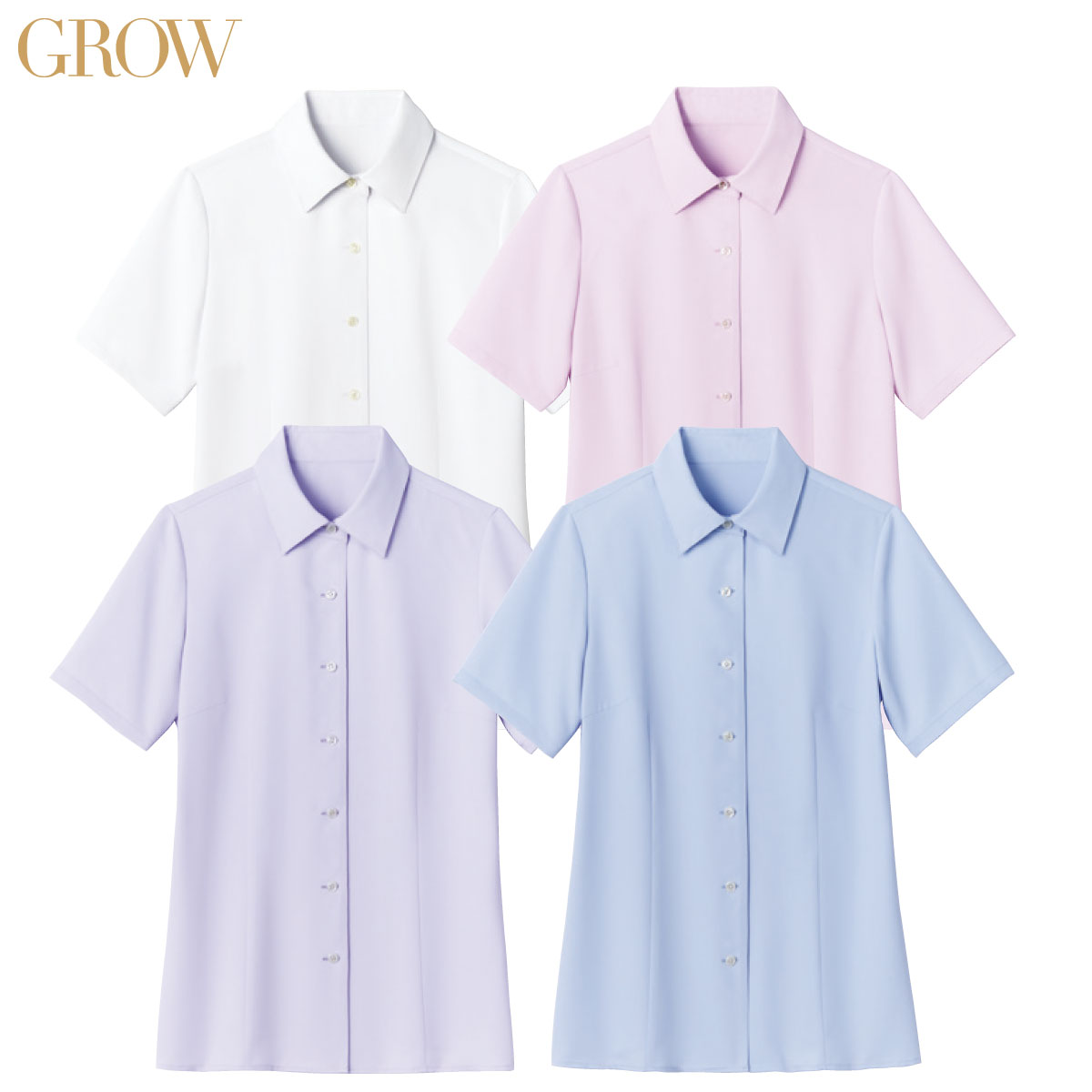 半袖ブラウス GBSL-1870 5号~21号 女性用 GROW グロウ 4色展開