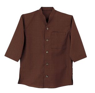 【シャツ】【サーヴォ Servo 男女兼用ショップコート-SS〜4L JT1163】ユニセックス ブラウン 茶 綿ポリ素材 サイドスリット入り 和風 和テイスト...