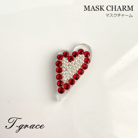 マスク チャーム オリジナル スワロフスキー アクリルパール アクセサリー レッド ハンドメイド 綺麗 華やか プレゼント ギフト