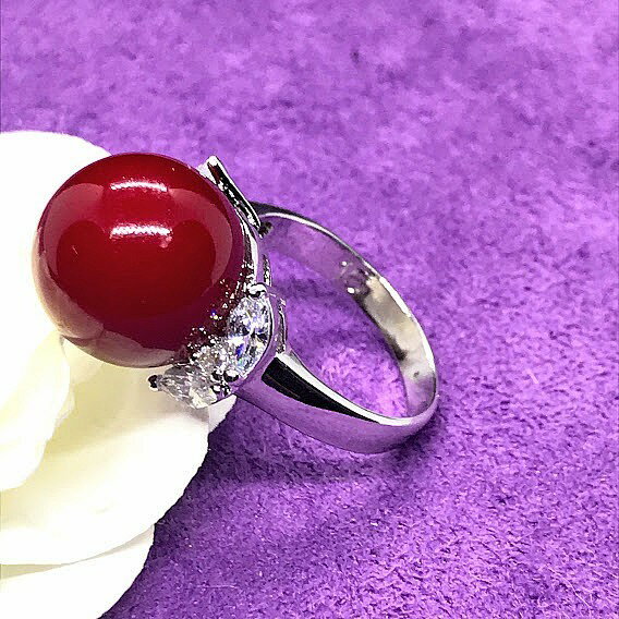 【送料無料】珊瑚 調 リング 赤玉 キュービックジルコニア 人気 上品 アクセサリー プレゼント ギフト 結婚式 入学式 卒業式 レディース 華やか ブライダル...