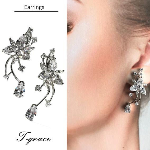 イヤリング キュービックジルコニア 揺れる イヤリング 大ぶり 人気 上品 アクセサリー プレゼント ギ..