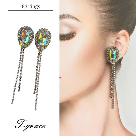 【送料無料】 社交ダンス イヤリング ピアス オーロラクリスタル 大ぶり 揺れる ハンドメイド ダンス 衣装 トップス モダンドレス スカート ドレス ジュエリ...