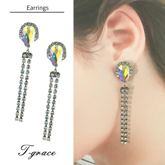 【送料無料】 社交ダンス イヤリング ピアス クリスタルガラス 大ぶり グリーン 緑 ハンドメイド ダン..