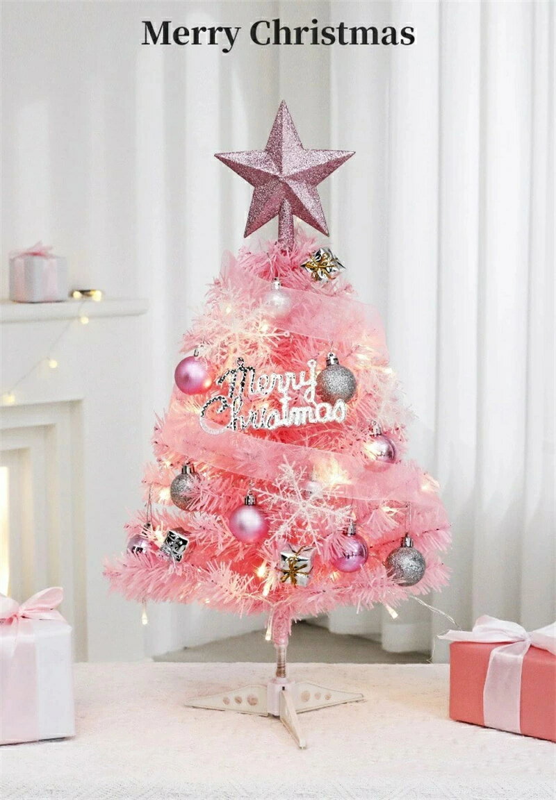 ピンク クリスマスツリー ミニツリー 卓上 45cm 60cm クリスマス飾り LEDイルミネーション Christmas t..