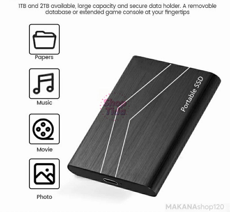 【楽天スーパーSALE！一週間限定10％OFF！】SSD 1TB 外付 ポータブルSSD 外付けハードディス USB-A/USB-C両対応 500GB 超薄型ポータブル ハードディスク 2TB USB3.1 Type-C 対応 スマホ互換可 耐衝撃 - Image 2
