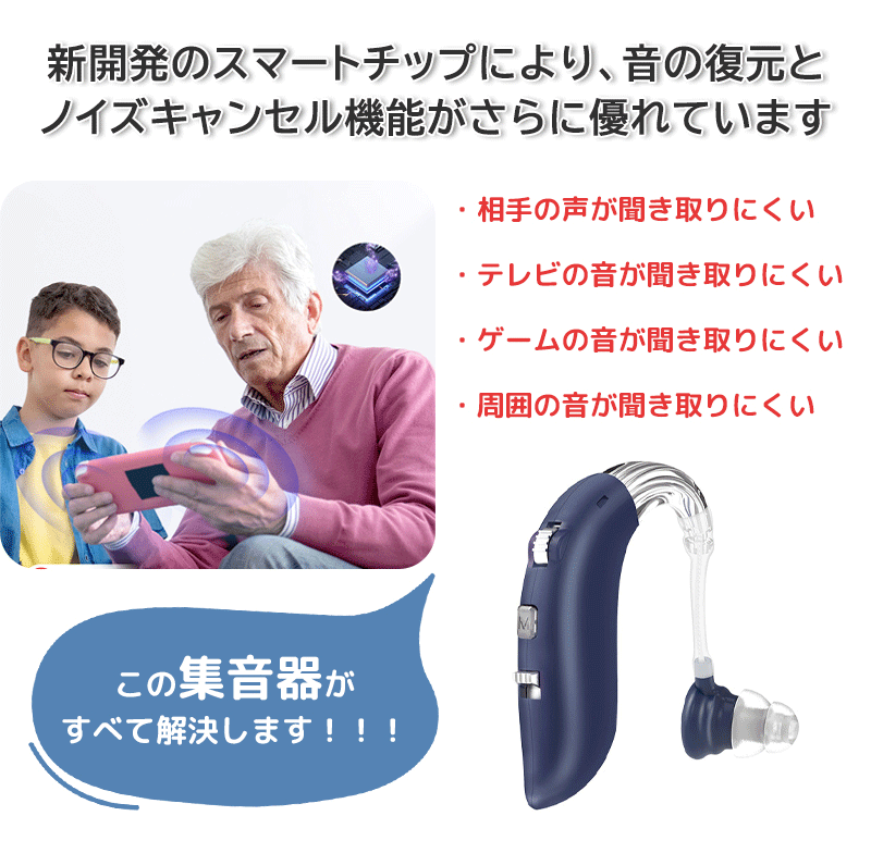 集音器 耳掛けタイプ 耳掛け式 しゅうおんき ワイヤレス イヤホン型 集音機 3段階...