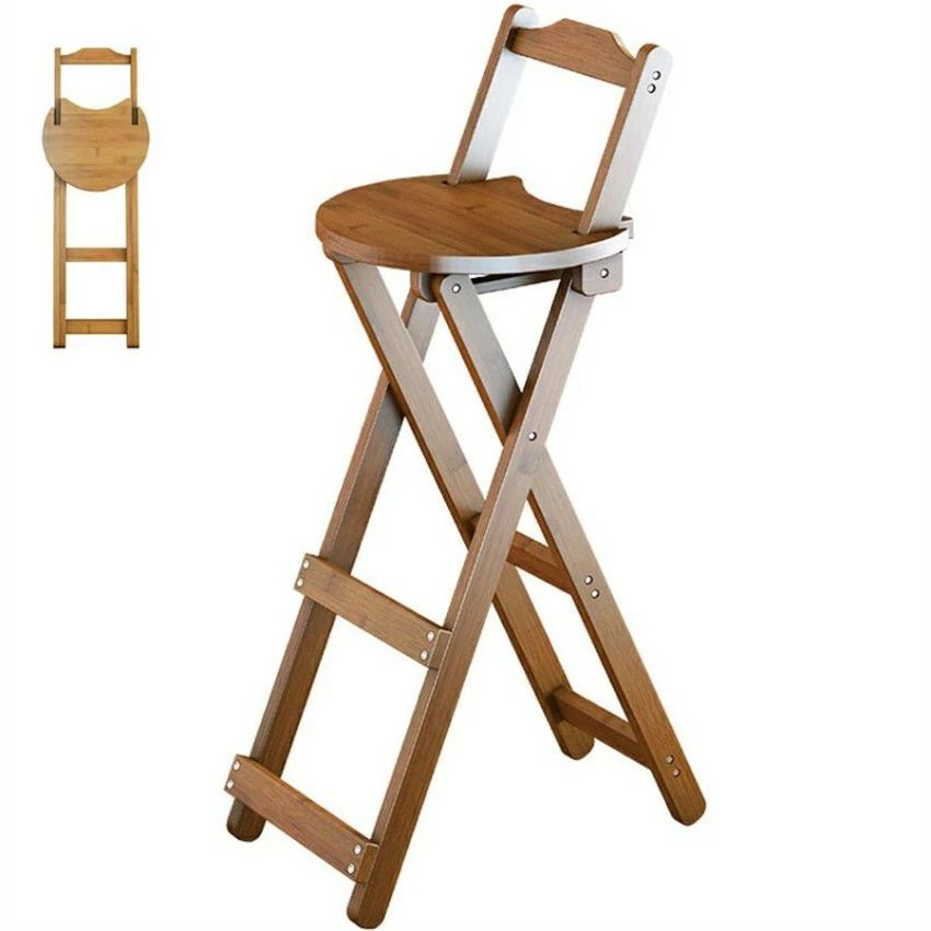 バーチェアおしゃれ カウンターチェアー 背もたれ付き イス 椅子 バーチェア折りたたみ可能木製バーチ..