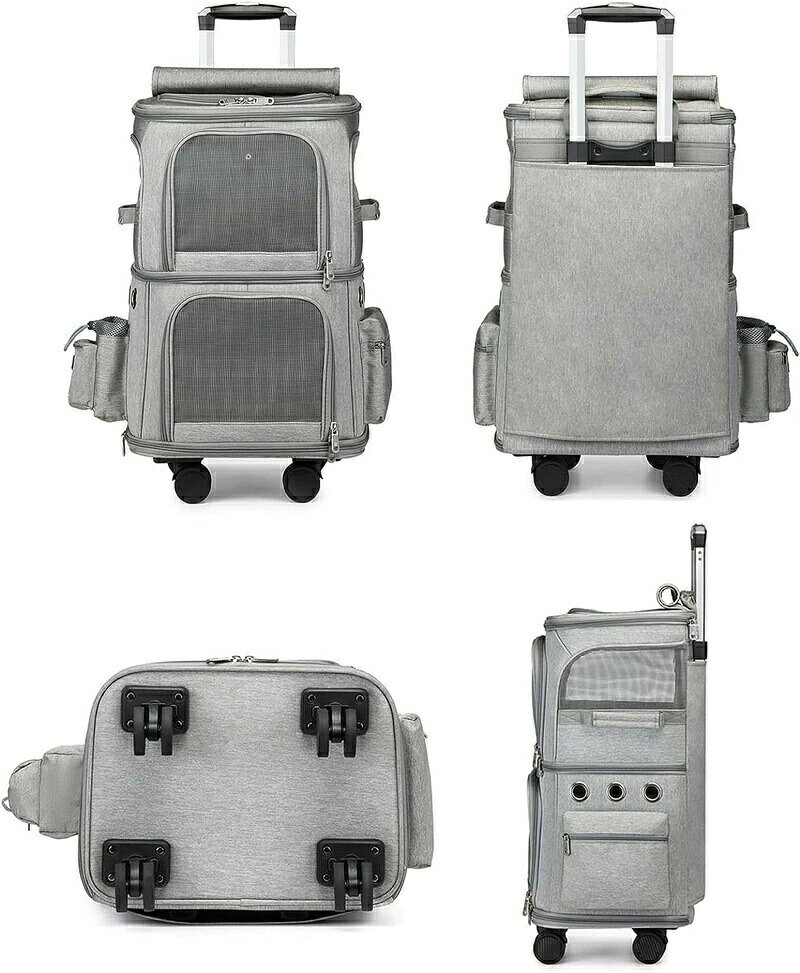 猫 2匹 リュック 分離可 キャリー 2層 ペット キャリーバッグ 小型犬 ソフトクレー...