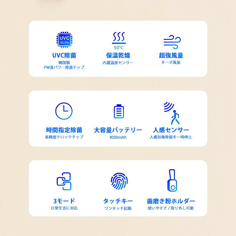 歯ブラシ除菌機 歯ブラシ 除菌 歯ブラシ除菌器 UV除菌 除菌ライト 乾燥 壁掛け 歯...