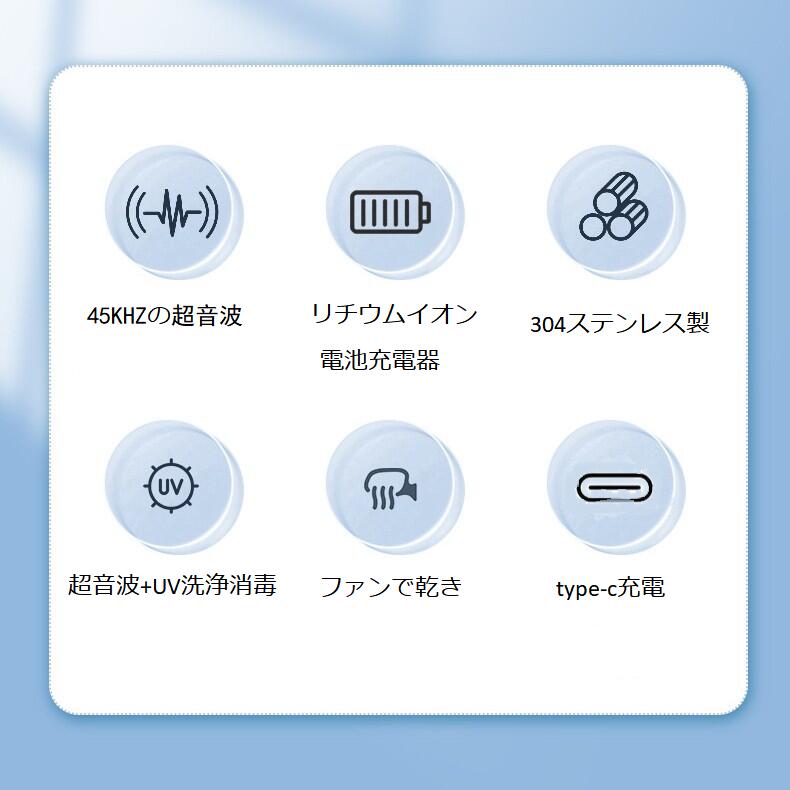 入れ歯 【3つのモードが利用可能】45000Hz 入れ歯洗浄機 超音波義歯洗浄器 小型 自動停止 TYPE-C充電ポート 304 ステンレス鋼材料 ミニサイズ 180MLの大容量 虫歯 口臭 強力洗浄 除菌 漏れ防止 防水 洗浄ケース 携帯用 旅行,ホワイト
