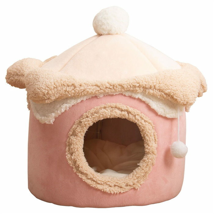 ペットハウス ペットベッド 犬 猫 ネコ ドームハウス 春 秋 冬 アイスクリームの形 寝床 厚手 ドーム型 もこもこ ふわふわ おしゃれ 暖かい 防風 防寒 寒さ対策 可愛い 洗える 休憩所 お留守番 お昼寝 クッション ペット用品 あったか 柔らかい 犬小屋 猫小屋 猫犬兼用