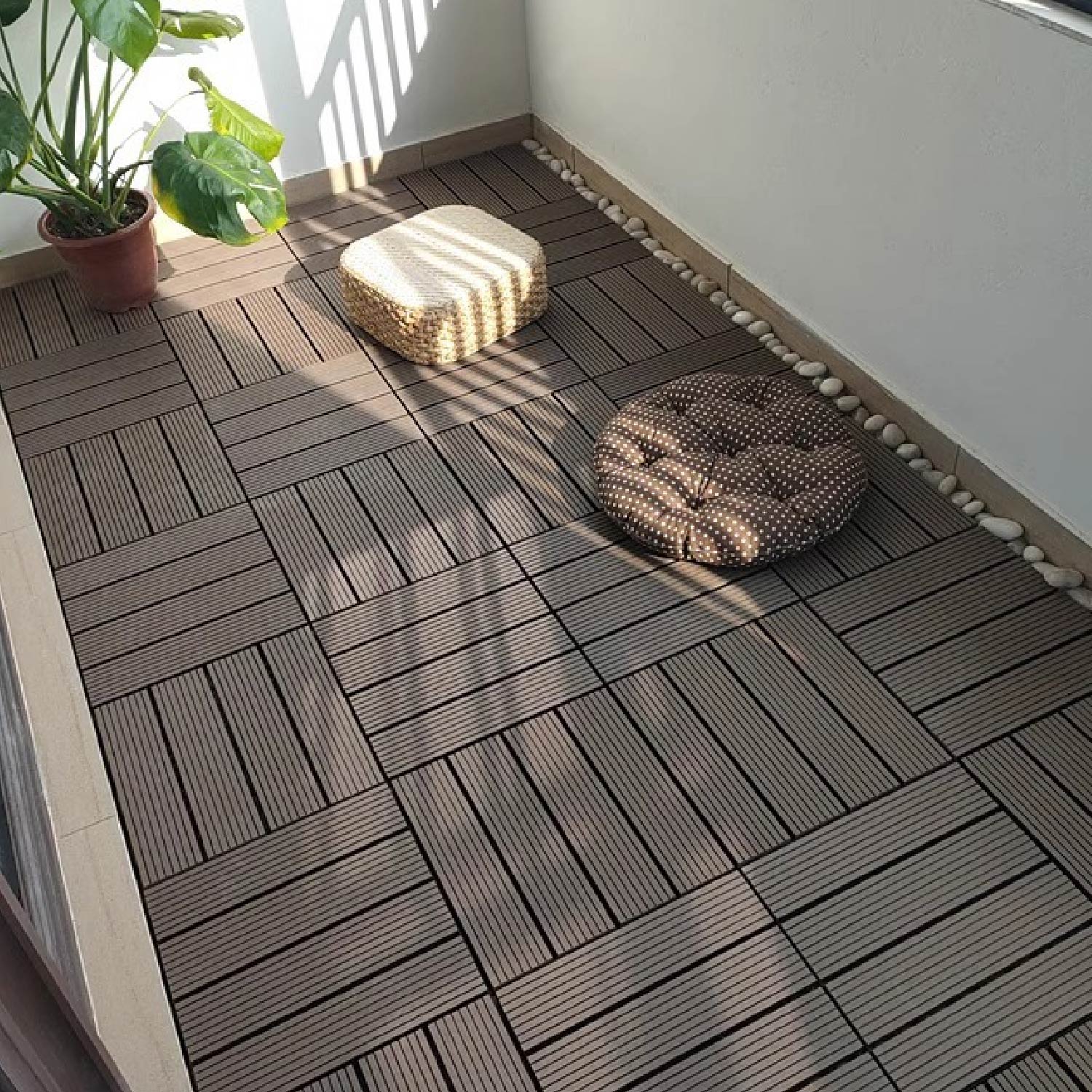 ウッドパネル ウッドタイル ウッドデッキ 置くだけ 人工木 樹脂製 11枚セット 30×30cm 厚み2cm 1平米用..