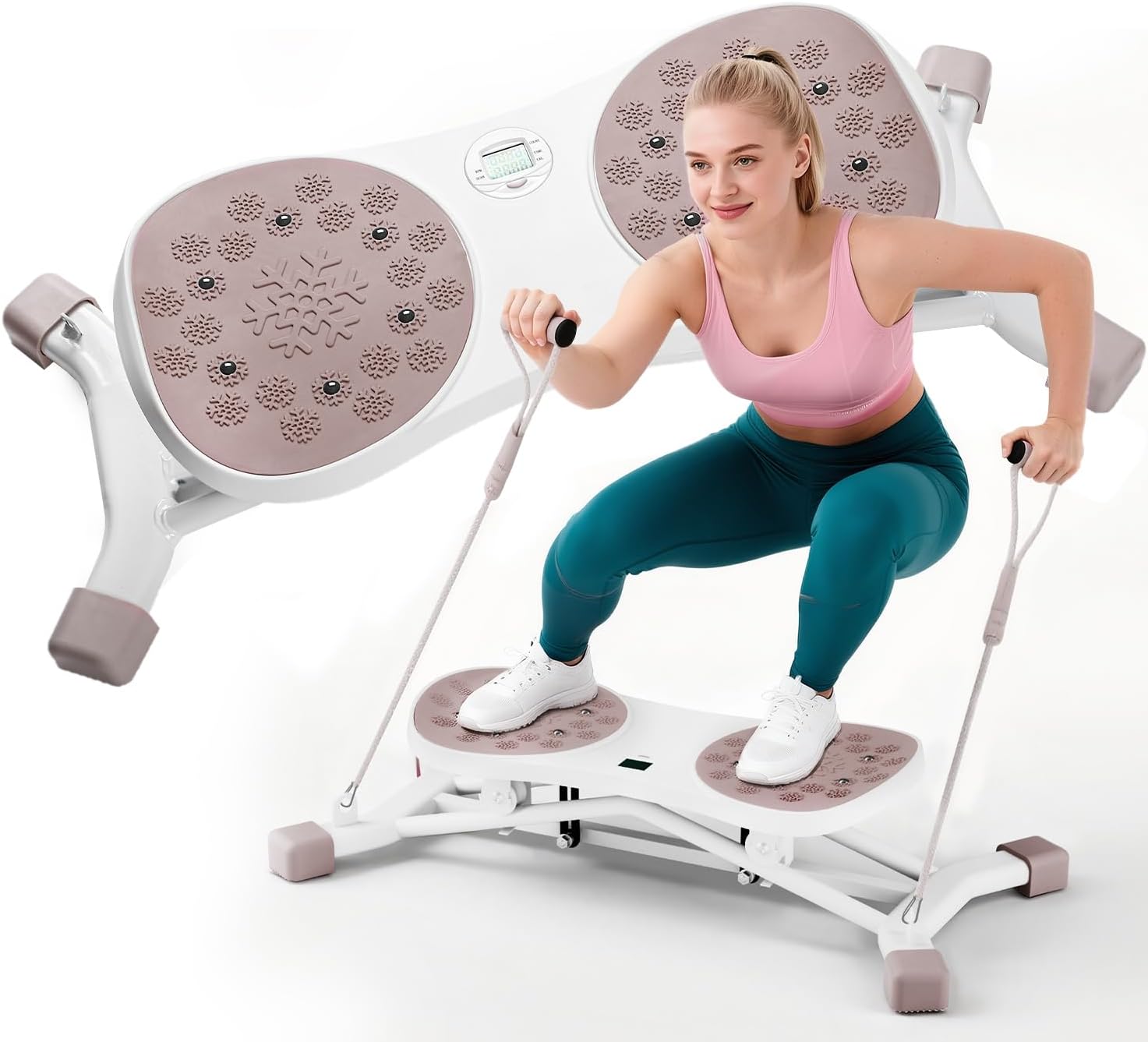 レッグスライダー スキーマシン ピラティスボード 多機能トレーニングボード 家庭用 スキーエクササイズ 全身運動・有酸素運動 抵抗バンド付き LCDモニター搭載 耐荷重150kg 室内ジム 雪柄デザイン