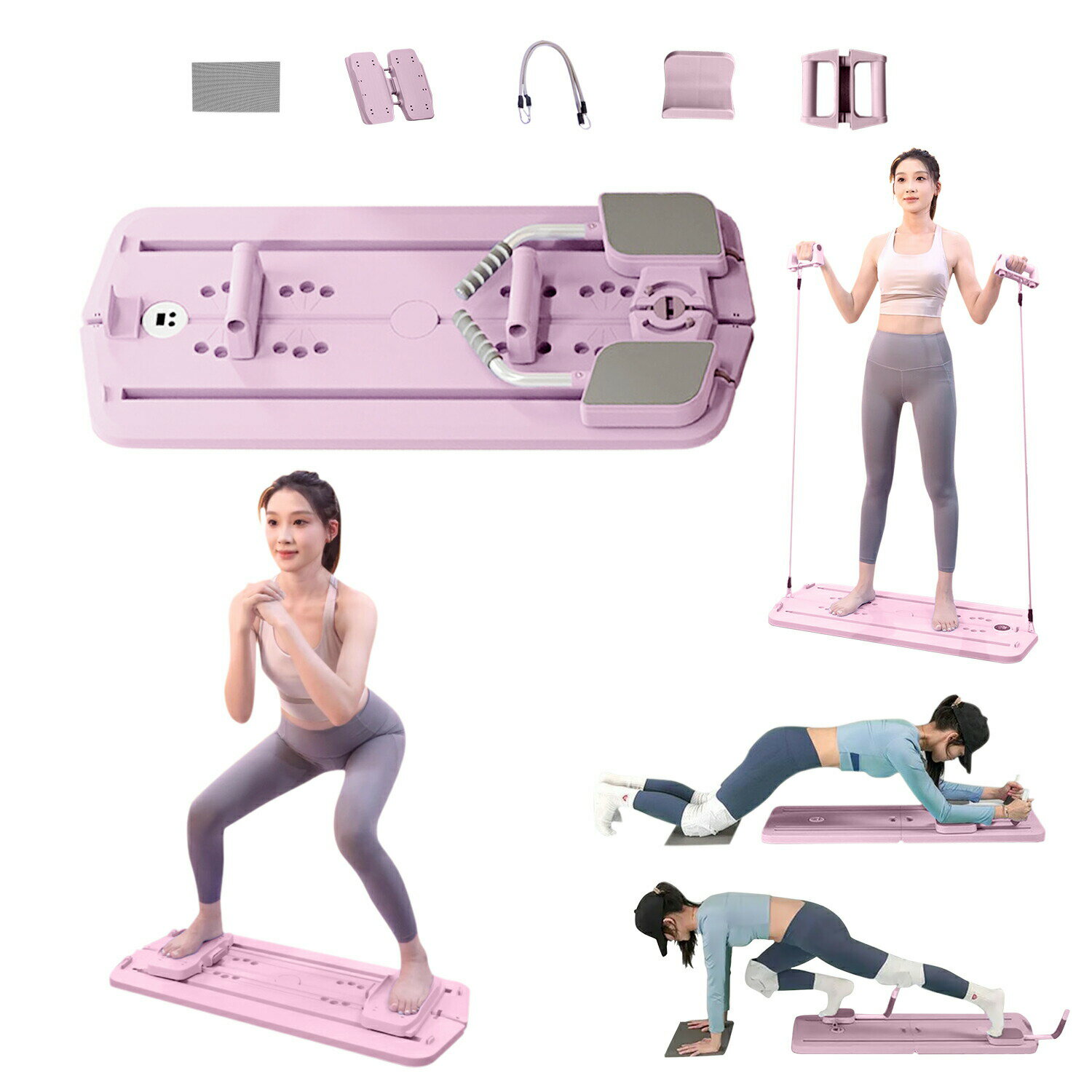 ピラティスマシン ピラティスボード 腹筋ホイール 腹筋ローラー 膝マット付き アブホイール 静音 高耐..