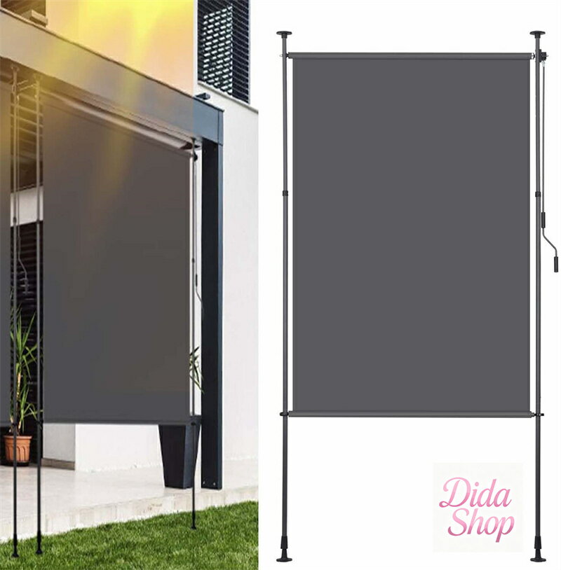 巻き上げ式縦型オーニングテント, 幅150/200cm, UVカット, つっぱり式サンシェード, 高さ調節可能, 目隠し機能付き, 窓・庭用