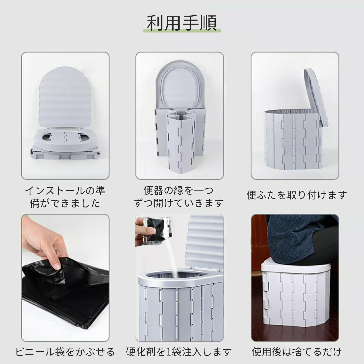 簡易トイレ 非常用 耐重300KG 災害用便器 防臭 ポータブルトイレ 折りたたみ式 人間工学デザイン 仮設トイレ 携帯トイレ 車載用簡易トイレ 緊急トイレ 仮設 ポータブルトイレ 折りたたみ式 水洗い可能 緊急時 消臭 抗菌凝固剤 地震 避難 登山 t-i-d-a-10002438 雑貨Shopティーダ サンプル画像3