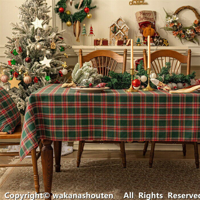 送料無料 長方形 クリスマス テーブルクロス クラシック格子柄 クリスマス テーブルクロス チェック柄 ..