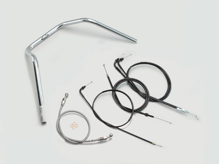 ハリケーン 200アップ3型プルバック ハンドルSET CB400SS（01-08 NC41） クロームメッキ H012-013C