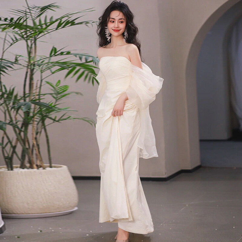 乐天商城 - ウエディングドレス 白ドレス シンプル ロング ロングドレス 結婚式 前撮り ドレス オフショルダー イブニングドレス 二次会 花嫁ドレス 花嫁 前撮り 後撮り 披露宴 結婚式 演奏会 発表会 大きいサイズ