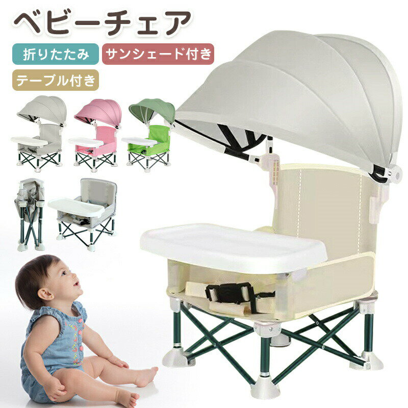 【商品説明】動き始めた赤ちゃんとのお出かけ、「ずっと抱っこは大変」「バウンサーは嫌がる」そんな時に大活躍の“持ち運べるベビーチェア”です。自宅でもアウトドアでも使える2WAY仕様で、日差しや風を防ぐサンシェード付き、さらに便利なトレイや収納袋も完備。簡単で取付でき、忙しいパパママの強い味方です!【主な特徴】工具不要&ワンタッチ構造。広げるだけでサッと設置でき、赤ちゃんを抱っこしながらでも片手で準備ができます。使わない時はコンパクトに折りたたんで収納OK。重さも軽く、ママやパパでも片手で簡単に持ち運べます。車のトランクやベビーカーの荷物スペースにもすっぽり収まります。取り外し可能なトレイ付きで、離乳食・おやつタイムに大活躍。テーブルがない屋外でも快適に食事ができ、ピクニックやキャンプにも最適です。夏の強い日差しや突然の小雨から赤ちゃんを守る日除け付き。ビーチやアウトドアシーンでも快適に過ごせます。5点式ベルトで赤ちゃんの体をしっかり固定。座っている間も安定していて安心です。元気に動く赤ちゃんにもピッタリ。リビングでの食事タイムや、お庭での日向ぼっこ、公園ピクニック、旅行先、キャンプ場、ビーチなど…屋外・屋内どちらでも活躍!場所を選ばず使えるのが魅力です。ナチュラルカラーで、お部屋にもなじみやすいデザイン。写真にも映えるおしゃれさがママパパに好評!こんな方におすすめ!初めての育児で「座らせる場所」が欲しい方ピクニックやキャンプを楽しみたいご家庭自宅でも使える多機能チェアを探している方使用シーン例自宅での離乳食スタート期にピクニックや公園のお出かけにビーチやキャンプなどアウトドアシーンに帰省や旅行時の携帯用チェアとして室内でのプレイチェアやお絵かきチェアにも商品仕様サイズ(展開時):約31cm × 31cm × 高さ64cm重量:約1.35kg耐荷重:約30kg推奨年齢:6ヶ月頃〜2歳頃までカラー展開:ピンク/ベージュ/グリーン/グレー/ブラック【FAQ】Q:サンシェードが少し傾いて見えます。これは不良品ですかA:本製品のサンシェードは、折りたたみ構造や素材の特性上、支柱の一部がわずかに傾いて見える場合がございます。これは製造上避けられない仕様であり、ご使用には問題ございませんので、予めご了承くださいませ。Q1: このベビーチェアは何歳から使えますかA1: 生後6ヶ月頃から約2歳までご使用いただけます。お子様の成長に合わせて安全ベルトでしっかり固定できます。Q2: サンシェードは取り外しできますかA2: はい、サンシェードは簡単に取り外し可能なので、天候や用途に応じて調整できます。Q3: 折りたたみ時のサイズはどれくらいですかA3: 折りたたむとコンパクトになり、バッグに入れて持ち運びやすいです。Q4: 屋外で使う際の耐久性はどうですかA4: 高品質な素材を使用しており、屋外での使用にも耐えられる設計です。水や汚れにも強い加工が施されています。Q5: 食事トレイは取り外せますかA5: はい、食事トレイは簡単に取り外しができ、お手入れもラクラクです。【注意事項】※本製品には専用の収納袋が付属しておりますが、サンシェード部分は収納袋に収まりません。サンシェードは別途お持ち運びいただく必要がございますので、あらかじめご了承ください。※ご使用中の破損や事故等につきましては、当店では責任を負いかねますので、あらかじめご了承ください。※サイズ・重量につきましては、商品ごとに若干の誤差が生じる場合がございます。目安としてご参考ください。※ご利用のモニターやブラウザ環境により、実際の商品と画像の色味が異なって見える場合がございます。※商品パッケージは、予告なく変更となる場合がございます。予めご了承ください。※本製品は布製品のため、製造過程において多少の糸のほつれや縫製のズレが見られる場合がございます。品質には問題ございませんが、気になる場合はハサミなどで軽くカットしてご使用ください。※開封時に独特の素材のにおいが感じられる場合がありますが、使用するうちに自然に薄れていきます。気になる場合は、風通しの良い場所で陰干ししてからご使用ください。※ご注文のタイミングによっては、在庫切れや入荷待ちとなる場合がございます。その際は別途ご連絡させていただきます。【関連キーワード】#ベビーチェア #折りたたみベビーチェア #赤ちゃん用椅子 #携帯便利チェア #食事トレイ付き #日除け傘付きチェア #アウトドアベビーチェア #ピクニックチェア #ビーチチェア #子供用チェア #軽量ベビーチェア #屋外用ベビーチェア #旅行用チェア #安全ベルト付き #赤ちゃん食事用チェア #コンパクト収納 #おしゃれベビーチェア #便利育児グッズ #ベビー用品人気 #簡単収納チェア #持ち運びベビーチェア #お出かけグッズ #ベビートラベルグッズ #アウトドア育児アイテム #多機能ベビーチェア#ベビーチェア #持ち運び便利 #折りたたみベビーチェア #サンシェード付き #赤ちゃんのいる生活 #ピクニックアイテム #育児グッズ #離乳食準備 #キャンプ育児 #ママの味方#育児便利グッズ #お出かけアイテム #コンパクト収納ベビーチェア 折りたたみ サンシェード アイボリーホワイト グレー ピンク グリーン ブラック アイボリー(サンシェード無し) グレー(サンシェード無し) グリーン(サンシェード無し) ピンク(サンシェード無し) Bタイプ-ベージュ Bタイプ-グレー Bタイプ-ピンク