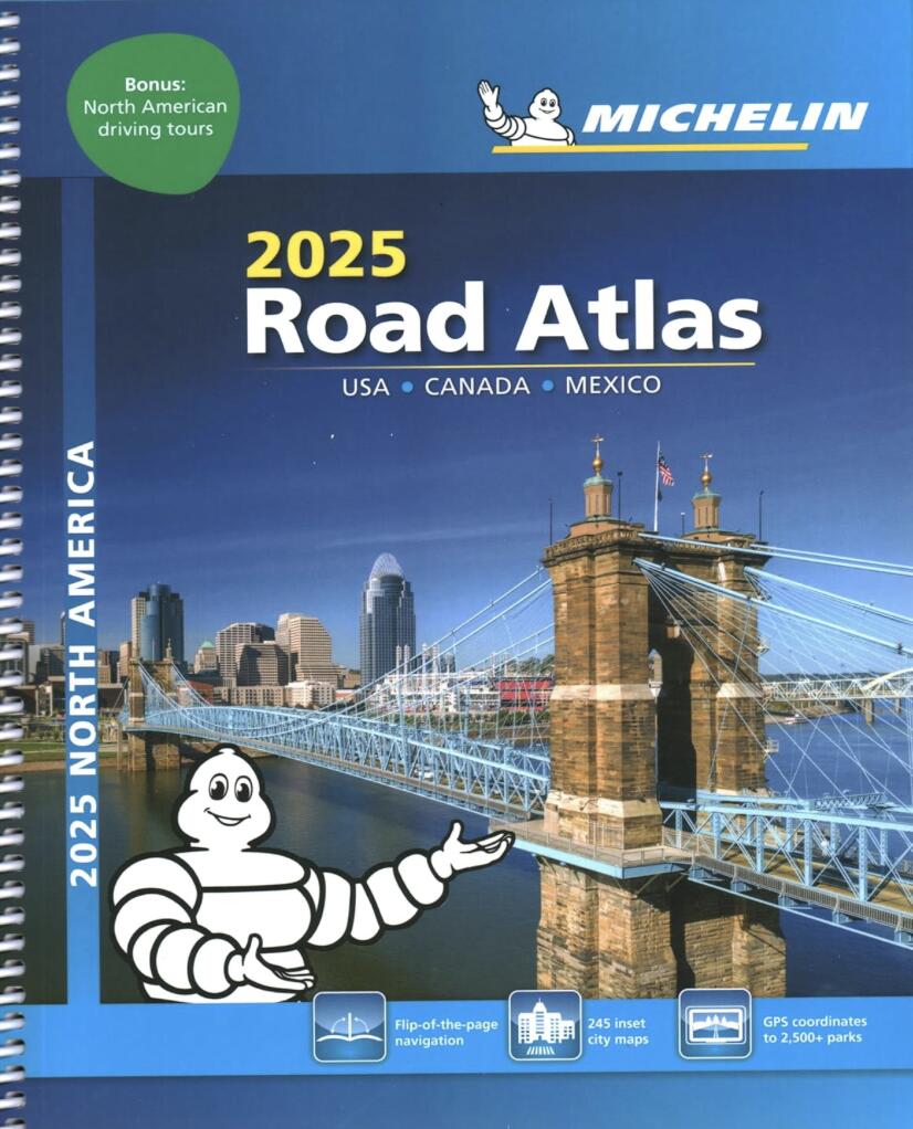 旅行&出張に　A4版英語表記の詳細道路地図　ミシュラン・アトラス・北アメリカ Road Atlas USA Canada Mexico 2025