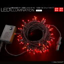 【あす楽対応】全12色！ LEDイルミネーション ライト 100球ストレートタイプ カラー：レッド  ...