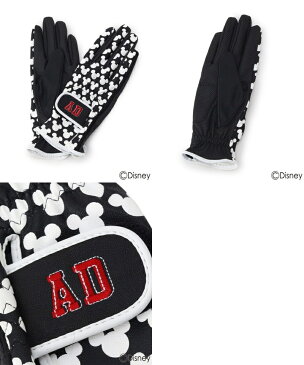 【30%OFF SALE】アダバット ×ミッキーマウスコラボ adabat ×Mickey Mouse レディース グローブ 両手用グローブ ミッキーマウスコラボ シルエット柄 ロゴ刺繍 2018 秋冬 新作 ゴルフ