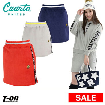 【20%OFF SALE】クアルトユナイテッド Cuarto UNITED レディース スカート ストレッチ ベロア素材 裏起毛 サイドライン ウエストゴム入り 2018 秋冬 新作 ゴルフウェア