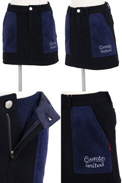 【20%OFF SALE】クアルトユナイテッド Cuarto UNITED レディース スカート 裏起毛スカート インナーパンツ付き ストレッチ 保温 プリントデザイン ロゴ刺繍 2018 秋冬 新作 ゴルフウェア