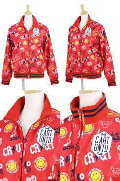 【20%OFF SALE】クアルトユナイテッド Cuarto UNITED レディース ブルゾン 撥水ブルゾン フルジップブルゾン オリジナル柄プリント スマイル ゴルフモチーフ ナンバリングデザイン 2018 秋冬 新作 ゴルフウェア
