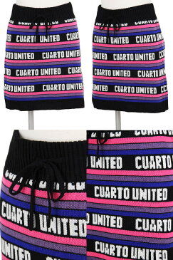 【20%OFF SALE】クアルトユナイテッド Cuarto UNITED レディース スカート ニットスカート ウエスト伸縮 デジタルラインロゴ ボーダー柄 ジャガードデザイン 2018 秋冬 新作 ゴルフウェア