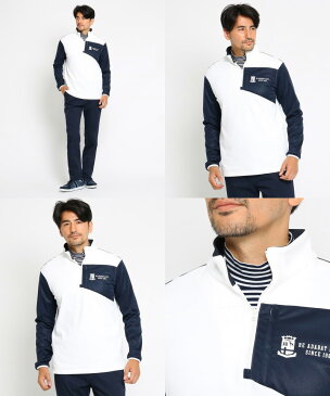 アダバット adabat メンズ トレーナー ハーフジップアップ ハイネックにもなる ストレッチ 裏起毛 防風蓄熱スリーブ 保温 【送料無料】 2018 秋冬 新作 ゴルフウェア