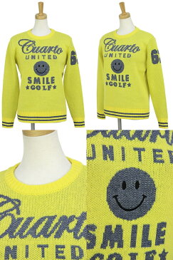 【20%OFF SALE】クアルトユナイテッド Cuarto UNITED レディース セーター クルーネック 丸首 ロゴジャガード SMILE GOLF POP! 2018 秋冬 新作 ゴルフウェア