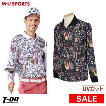 【30％OFF SALE】MUスポーツ エムユー スポーツ M.U SPORTS MUSPORTS メンズ ポロシャツ 長袖シャツ 長袖ポロシャツ UVカット 吸汗速乾 ストレッチ MUシティ柄 【送料無料】 2019 秋冬 新作 ゴルフウェア