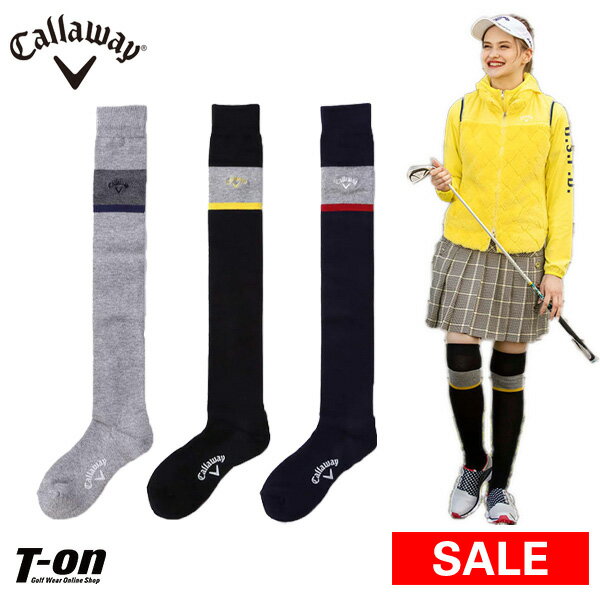 【30％OFF SALE】キャロウェイ アパレル キャロウェイ ゴルフ Callaway APPAREL レディース ソックス ニーハイソックス オーバーニーソックス 抗菌防臭 配色切り替え ロゴ刺繍 2019 秋冬 新作 ゴルフ