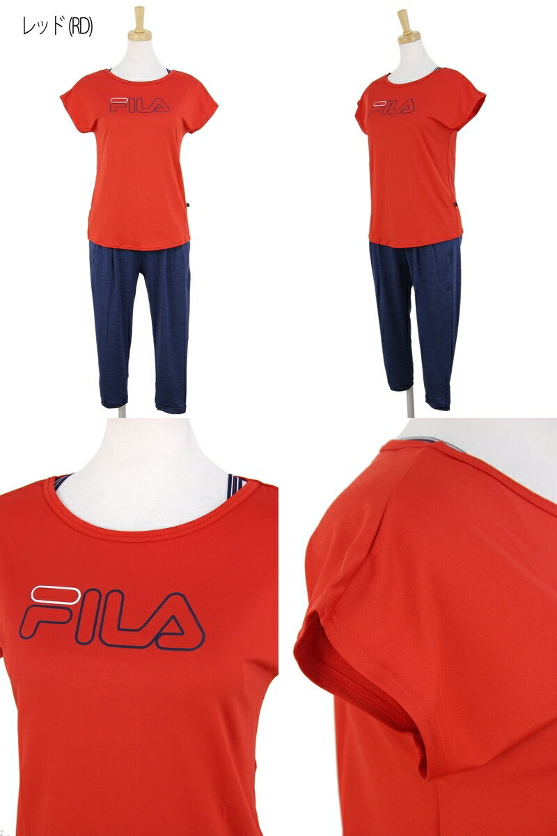 フィラ FILA レディース Tシャツ カップ付きキャミソール レギンス 3点セット セットアイテム フィットネス ヨガウェア ホットヨガ トレーニングウェア 水陸両用