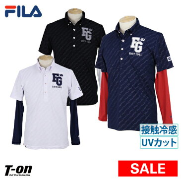 【30％OFF SALE】フィラ フィラゴルフ FILA GOLF メンズ ポロシャツ＆Vネックインナーシャツ 半袖ポロシャツ 長袖Vネックインナーシャツ ツインセット ストレッチ UVカット 吸汗速乾 タイポグラフィプリント ロゴ刺繍 2019 春夏 新作 ゴルフウェア