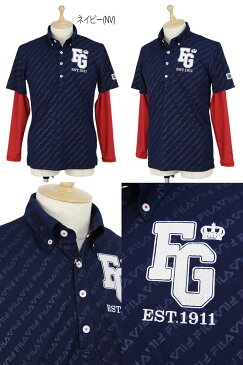 【30％OFF SALE】フィラ フィラゴルフ FILA GOLF メンズ ポロシャツ＆Vネックインナーシャツ 半袖ポロシャツ 長袖Vネックインナーシャツ ツインセット ストレッチ UVカット 吸汗速乾 タイポグラフィプリント ロゴ刺繍 2019 春夏 新作 ゴルフウェア