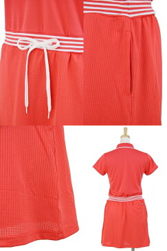 【30%OFF SALE】フィラ フィラゴルフ FILA GOLF レディース ワンピース 半袖ポロワンピース 接触冷感 UVカット 吸汗速乾 ストレッチ 切り替えデザイン ロゴワッペン 2019 春夏 新作 ゴルフウェア
