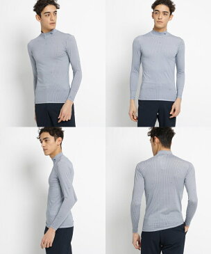 【20%OFF SALE】アダバット adabat メンズ ハイネックシャツ 長袖ハイネックシャツ インナーシャツ 涼しい素材 冷感 UVカット ストレッチ ロゴジオメトリック柄プリント 2019 春夏 新作 ゴルフウェア