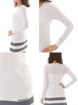 【30%OFF SALE】ビバハート VIVA HEART レディース インナーシャツ 長袖Vネックインナーシャツ アンダーシャツ 接触冷感 UVカット ストレッチ 吸汗速乾 メッシュ切り替え ラメロゴプリント 2019 春夏 新作 ゴルフウェア