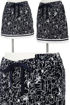 【30%OFF SALE】ブラック&ホワイト Black&White レディース スカート 長め丈 UVカット 接触冷感 ストレッチ ウエスト伸縮 ロゴタイポグラフィ インナーパンツ付き Dカン付き 【送料無料】 2019 春夏 新作 ゴルフウェア