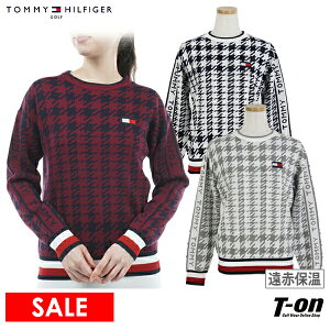 トミー ヒルフィガー ゴルフ TOMMY HILFIGER GOLF 日本正規品 レディース セーター クルーネック ニット 遠赤外線保温 暖かい素材 千鳥柄ジャガード ワイドシルエット ロゴ刺繍 【送料無料】 2022 秋冬 新作 ゴルフウェア