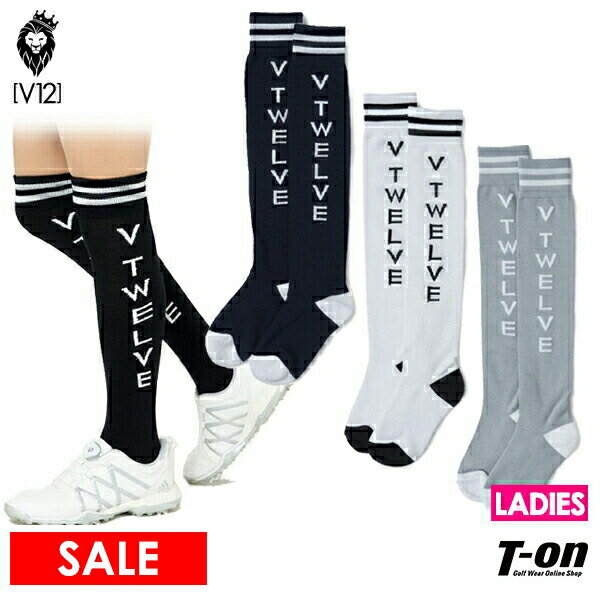 V12 ゴルフ ヴィ・トゥエルブ レディース ソックス ニーハイソックス オーバーニーソックス KNEE HI SOCKS 足底パイルクッション付き ロゴデザイン 2022 春夏 新作 ゴルフ