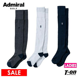 アドミラルゴルフ Admiral Golf 日本正規品 レディース ソックス ハイソックス ニーハイソックス 厚底パイルクッション付き ラインデザイン ロゴ刺繍 ゴルフ