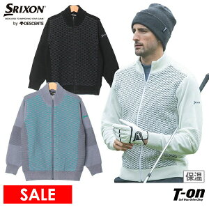 スリクソンbyデサント SRIXON by DESCENTE メンズ ブルゾン ニットブルゾン 松山英樹プロ 共同開発 身頃裏地付き 保温 ニットジャケット セーター 幾何学柄 ロゴ刺繍 【送料無料】 2022 秋冬 新作 ゴルフウェア