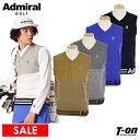 【40％OFF SALE】アドミラルゴルフ Admiral Golf 日本正規品 メンズ ベスト Vネック ニットベスト 発熱 抗菌 防臭 ハーフユニオンジャックデザイン ロゴジャガード ランパント刺繍 ゴルフウェア その1