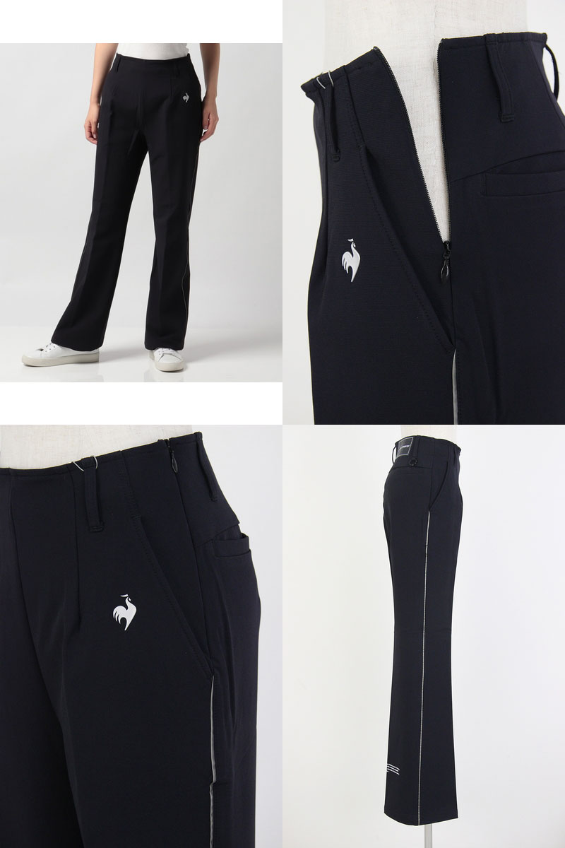 ルコックスポルティフ ゴルフ リジューム le coq sportif GOLF RIJOUME レディース パンツ ロングパンツ セミフレアハイウエストパンツ 撥水 サイドラインデザイン 合皮ワッペン付 ロゴプリント 【送料無料】 2022 秋冬 新作 ゴルフウェア